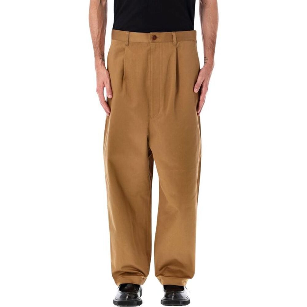 JUNYA WATANABE Pleated Wide-Leg Cotton Twill Pants Men Beige
